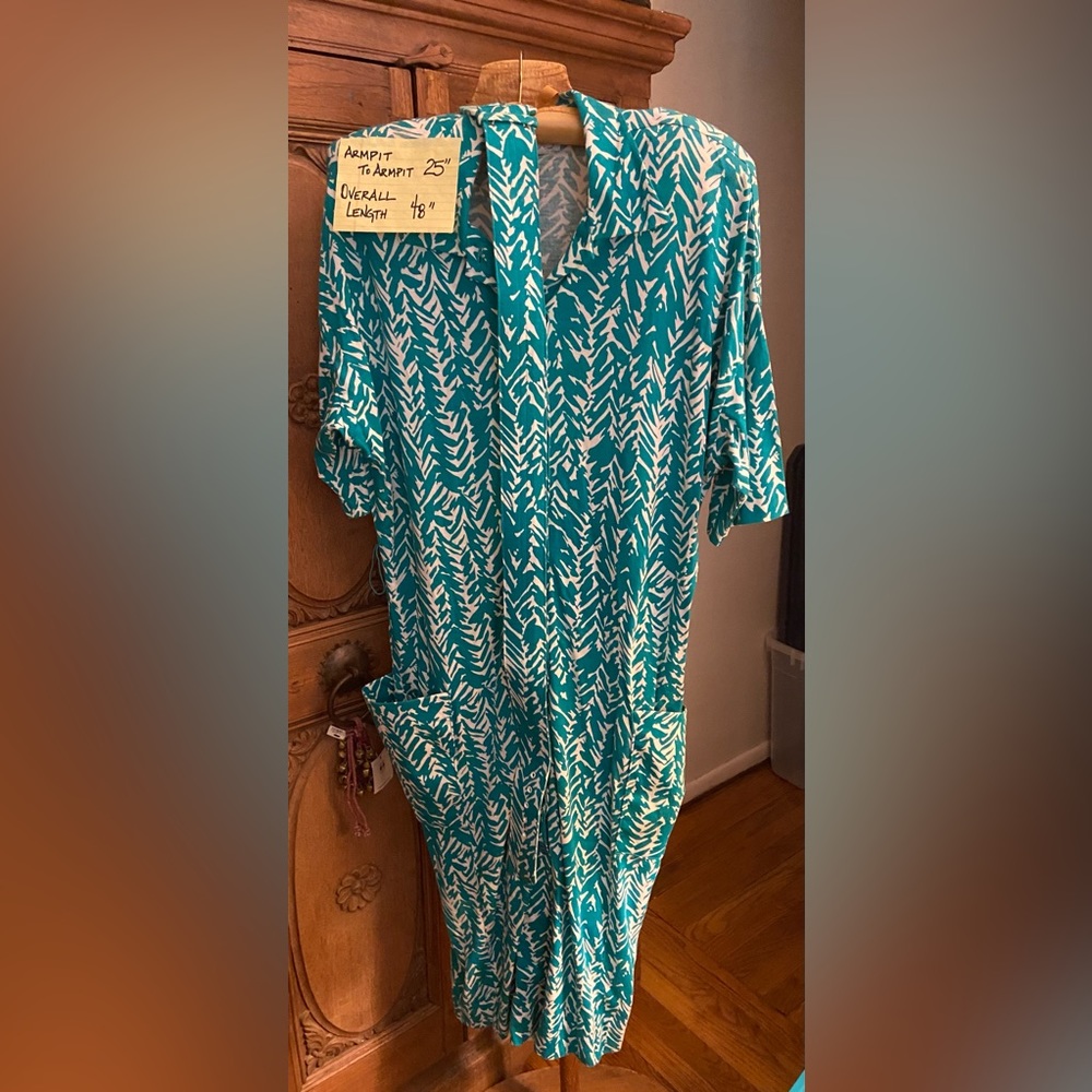 Vintage Diane Von Furstenberg Cotton Button Front Shirt Dress w Belt, 14